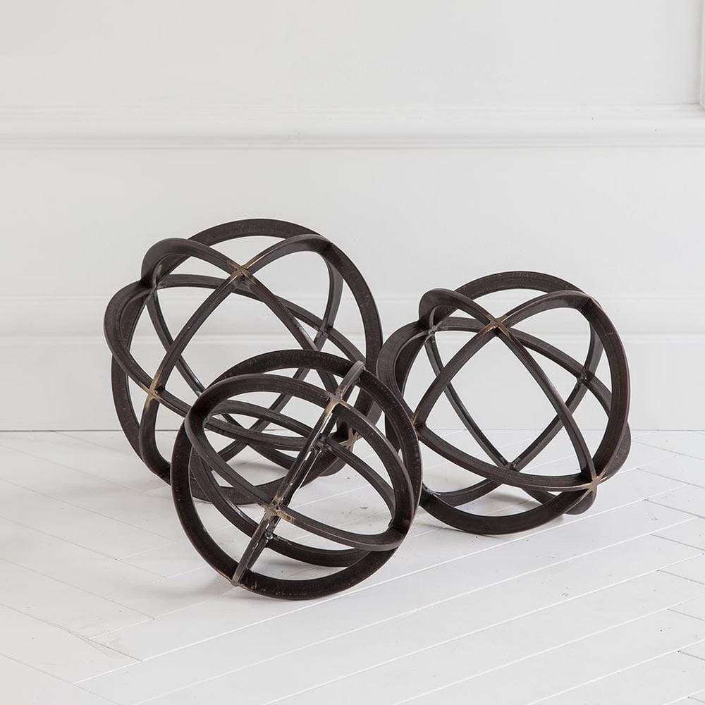 Antiqued Bronze Metal Orb Decorative Accent 8.9"