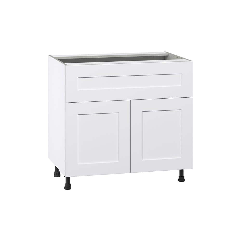 J COLLECTION Wallace Painted Warm White Shaker Assembled Base Kitchen ...