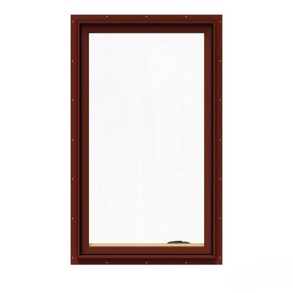 JELD-WEN 24.75 in. x 48.75 in. W-2500 Series Red Painted Clad Wood Right-Handed Casement Window with BetterVue Mesh Screen