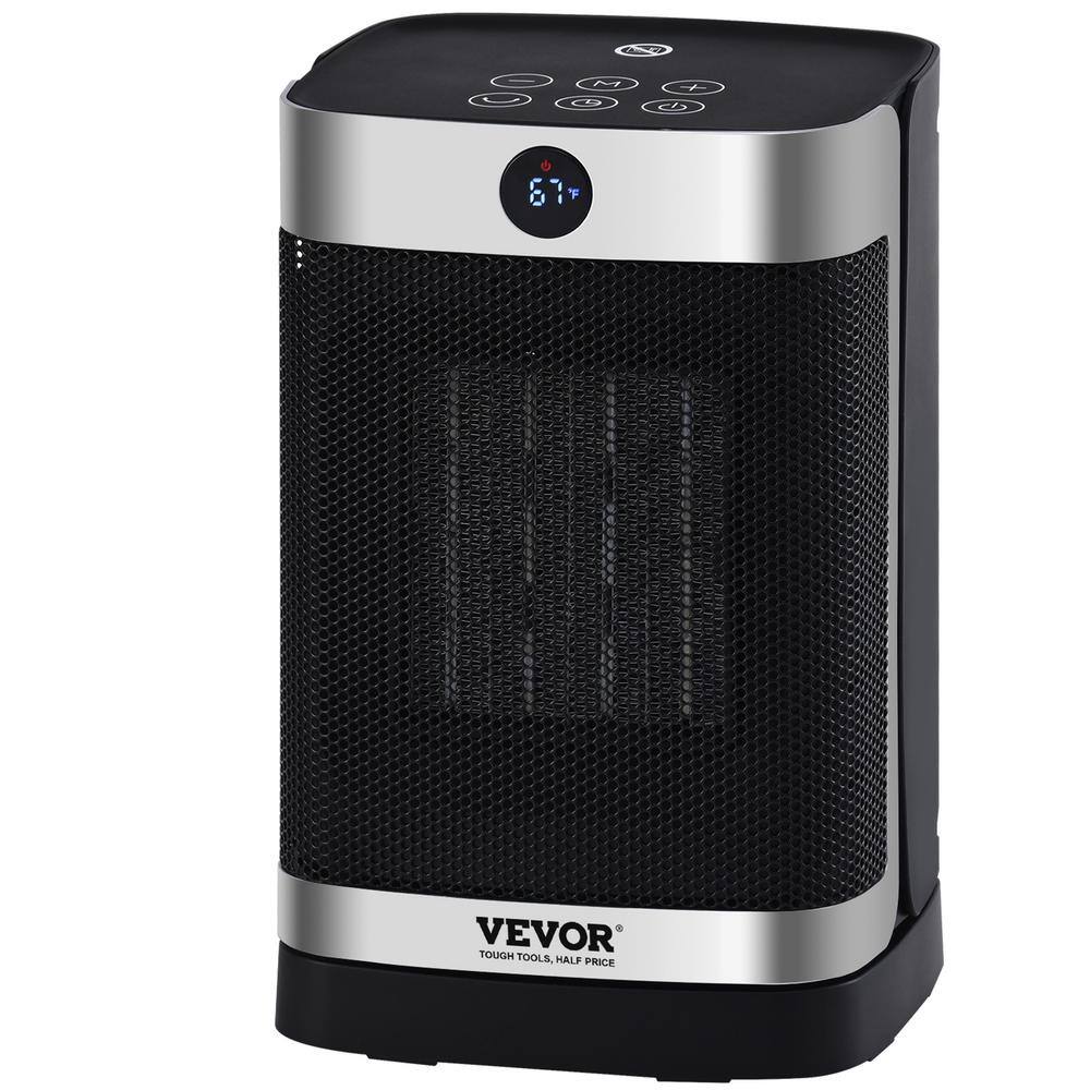 Blue Electric Ceramic Space Heater with Thermostat and Automatic Shut-off