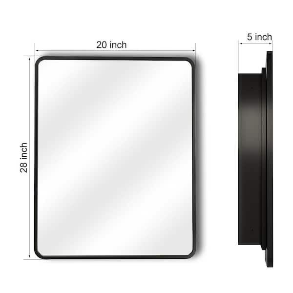 Aosspy 20 in. W x 28 in. H Medium Rectangular Black Aluminum Alloy Framed Recessed/Surface Mount Medicine Cabinet with Mirror