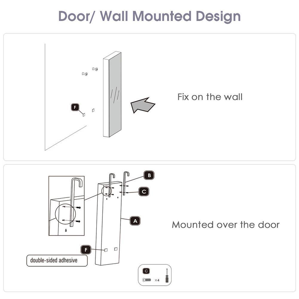 Elegant White Wall-Mounted Mirrored Jewelry Cabinet with LED Lights