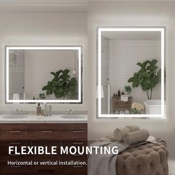 niveal Iris 30 in. W x 36 in. H Rectangular Frameless LED Wall Bathroom Vanity Mirror in Silver LMP04-3036DF1