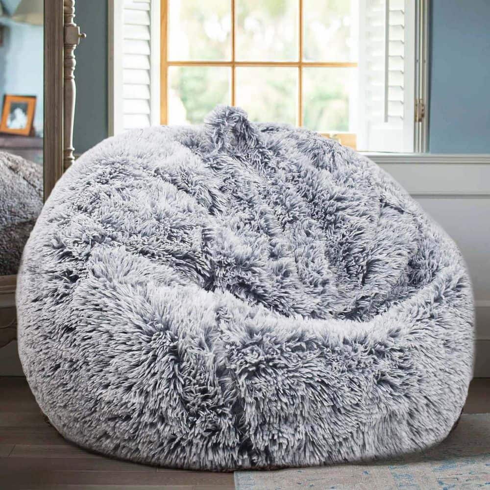 Angel Sar Faux Fur Comfy Bean Bag Cover without Filler, Bean Bag
