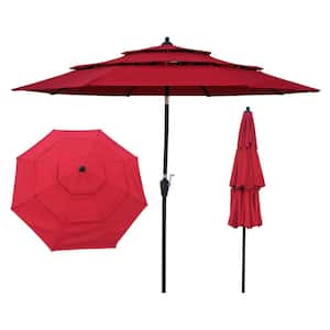9 ft. Steel Market Patio Umbrella in Red