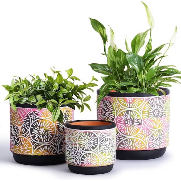 ITOPFOX Modern 2 in. L x 2 in. W x 2 in. H Black Ceramic Round Indoor Planter (3-Pack)