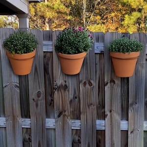Medium Composite Fence Pots Plain for Shadow Box Fences in a White Washed Terracotta Finish (Set of 3)