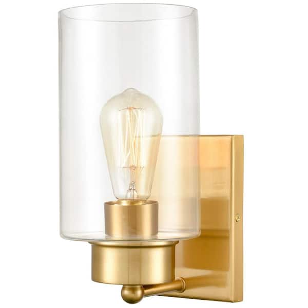 CLAXY 5.1 in. 1-Light Antique Brass Modern Wall Sconce with Standard Shade