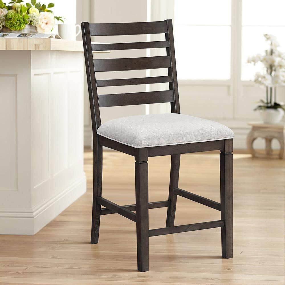 Pratter 42.5 in. H Dark Espresso Finish Wood Frame Counter Height Chair with Textured Upholstered Seat (Set of 2) price history on PriceWatchPro