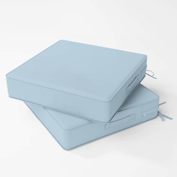 18.5 in. x 16 in. x 4 in. (2-Pack) Square Outdoor Patio Seating Repacement Lounge Chair Dining Seat Cushion Sky Blue