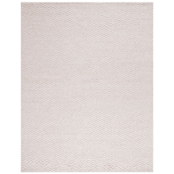 Natura 8 ft. x 10 ft. Beige Zig-Zag Solid Distressed Area Rug