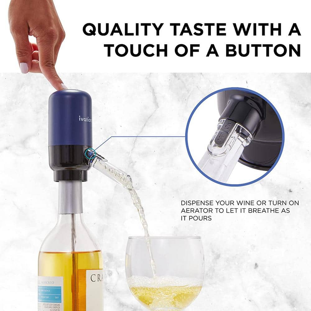 Ivation Blue Electric Wine Opener Set with Aerator and Preserver