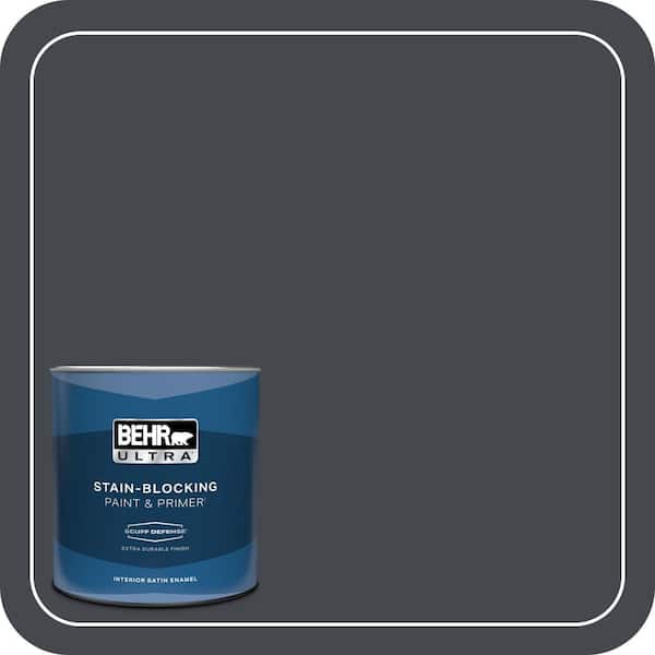 BEHR ULTRA 1 qt. #N490-7 Ink Black Extra Durable Satin Enamel Interior Paint & Primer
