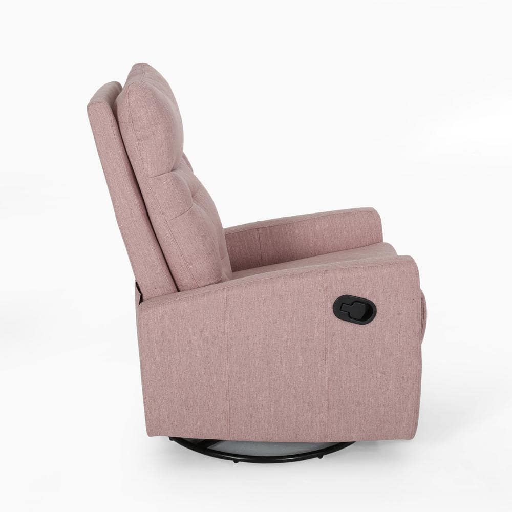 Handcrafted Light Pink Fabric Swivel Glider Recliner