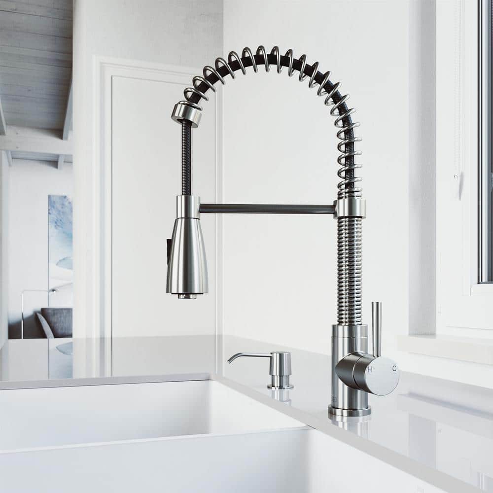 Brant Stainless Steel Pull-Down Kitchen Faucet with Soap Dispenser