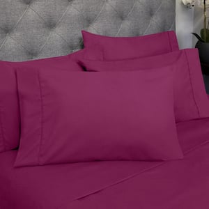 1500 Supreme Series 4-Piece Berry Solid Color Microfiber Twin Sheet Set