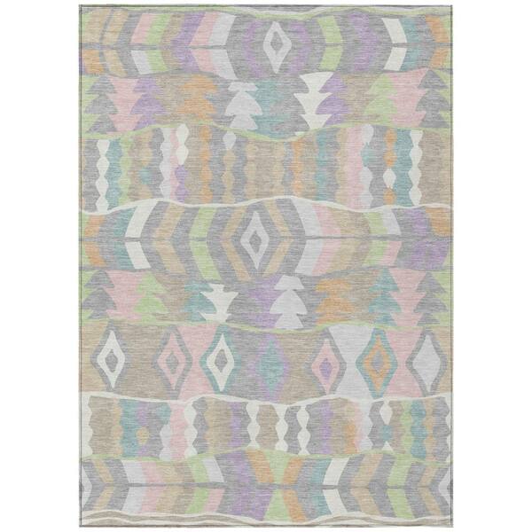 Chantille Machine Washable Indoor/Outdoor Abstract ACN2844 Pewter 10 ft. x 14 ft. Area Rug