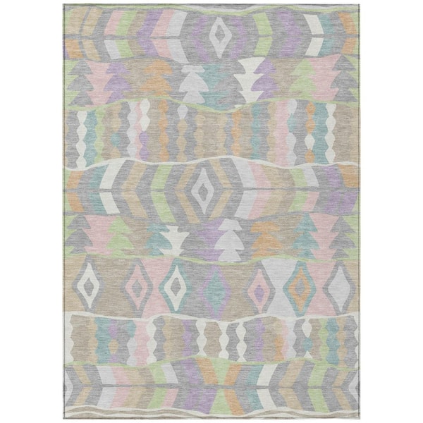 Chantille Machine Washable Indoor/Outdoor Abstract ACN2844 Pewter 9 ft. x 12 ft. Area Rug