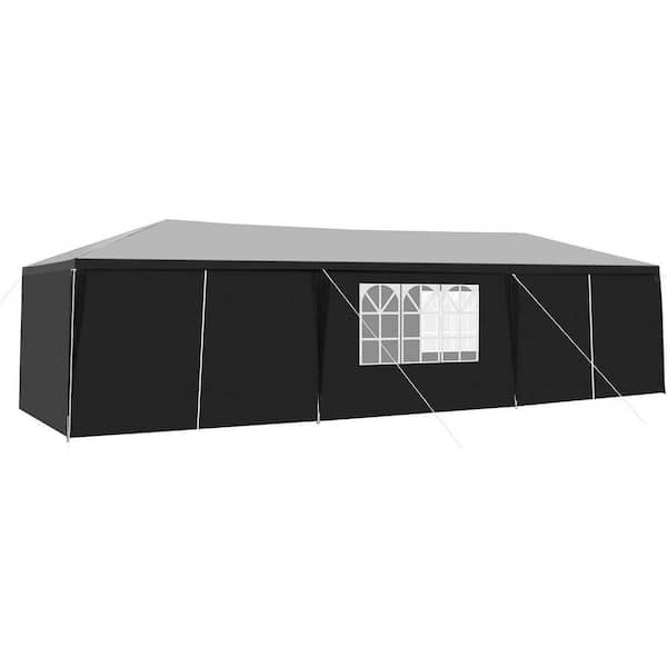 10 ft. x 30 ft. Outdoor Party Tent with 8-Removable Sidewalls, Waterproof Canopy Patio Wedding Gazebo, Black