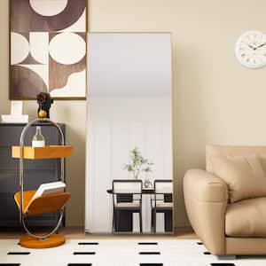 32 in. W x 71 in. H Rectangular Framed Gold Mirror for Living Room