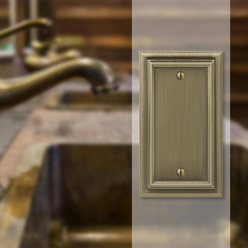 Brushed Brass Single Blank Cast Metal Wallplate