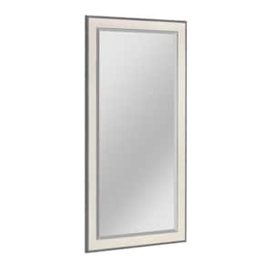 53.5 in. H x 29.5 in. W Classic Textured Mat Lined Gray Rectangle Framed Full Sized Wall Mounted Dressing Mirror