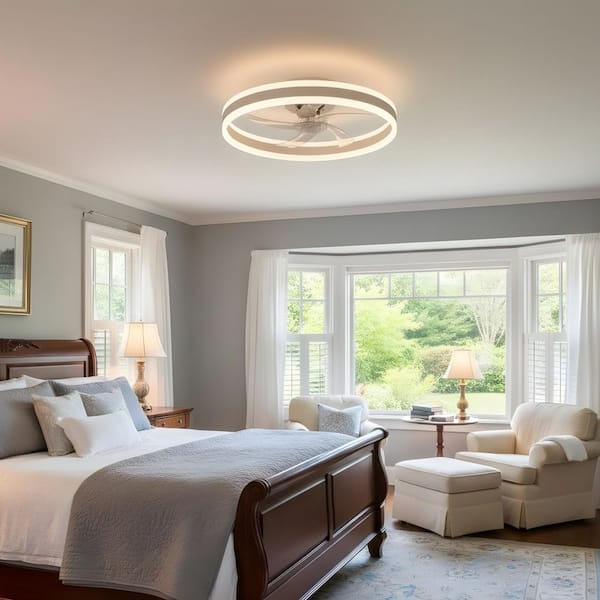 19.7 in. LED Indoor White Ceiling Fan with Light Kit, Remote Controls