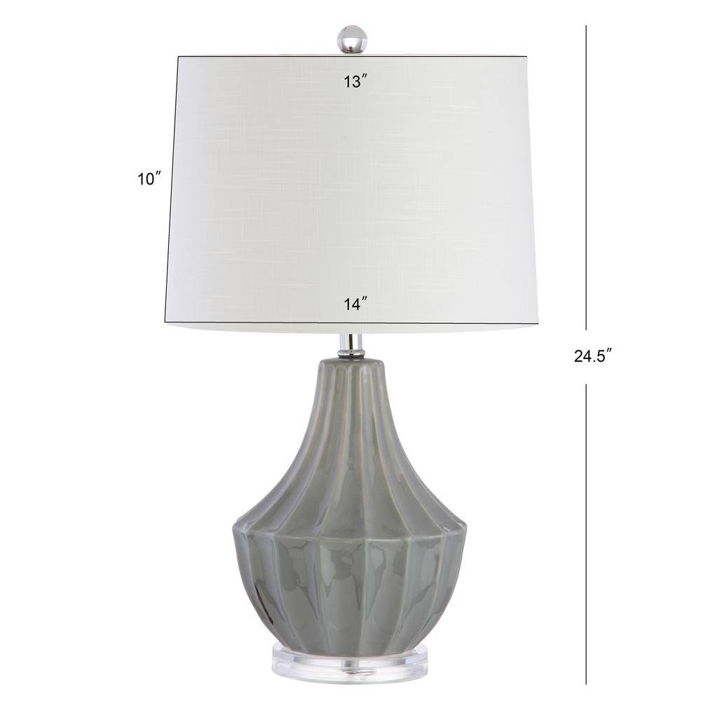 Gray 24.5" Ceramic LED Table Lamp with Drum Shade