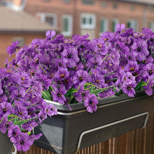 13 in. Purple 24 Bundles Artificial other Flowers for Outdoors