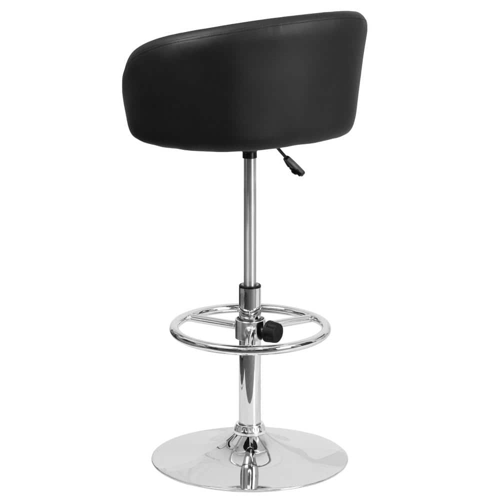 Modern Adjustable Black Vinyl Swivel Barstool with Chrome Base