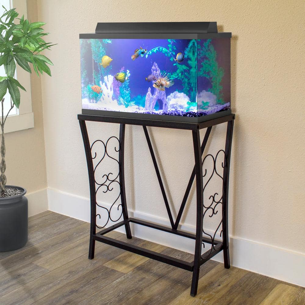 Black Steel Scrollwork Aquarium Stand for 20 Gallon Tanks