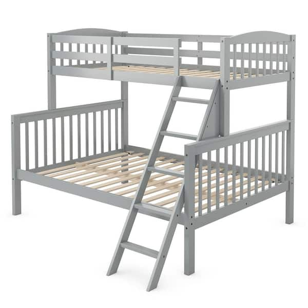 Costway Grey Convertible with Ladder Bunk Beds HW66473GR+ - The Home Depot