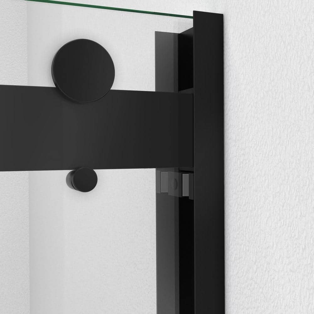 Satin Black Clear Glass Semi-Frameless Shower Door 60" x 76"