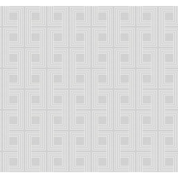 Seabrook Designs Interlocking Squares Metallic Gray and Ivory Paper Strippable Roll (Covers 60.75 sq. ft.)