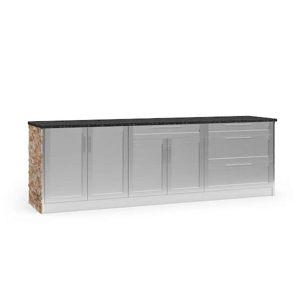 NewAge Products Signature Series 111.16 in. x 25.5 in. x 37 in. 5-Piece Stainless Steel Outdoor Kitchen Cabinet Set with Granite Top