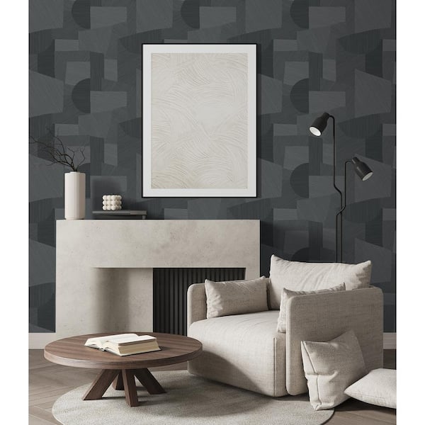 60.75 sq. ft. Metallic Grey Lahti Embossed Vinyl Unpasted Wallpaper Roll