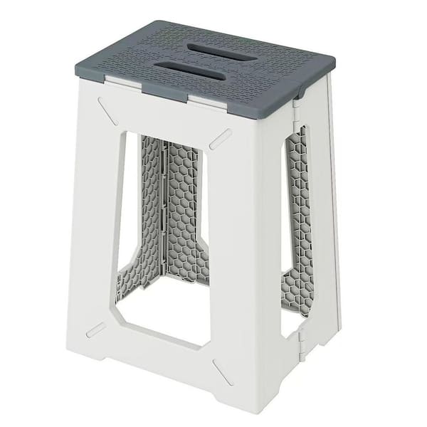 17.7 in. Anti-Slip Plastic Foldable Shower Stool in Gray, Shower Bench, Shower Safety Chair Seat for Elderly Seniors