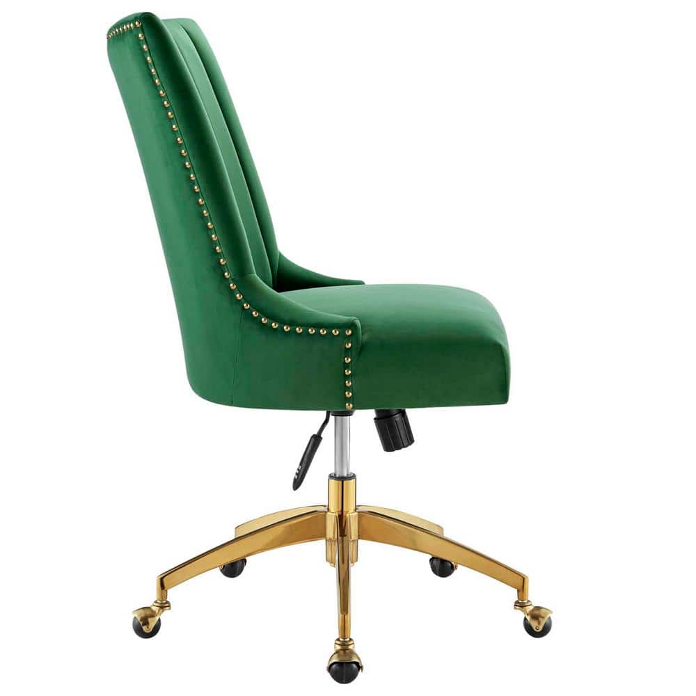Ergonomic Executive Swivel Office Chair in Gold Emerald with Metal Base