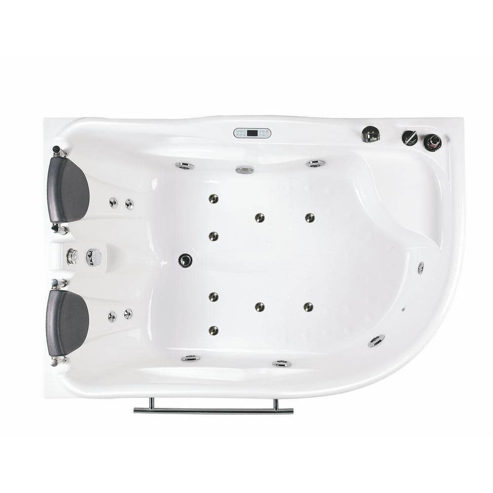 70.9'' White Acrylic Corner Whirlpool Bathtub with Faucet