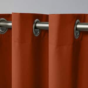 Academy Mecca Orange Solid Blackout Grommet Top Curtain, 52 in. W x 63 in. L (Set of 2)
