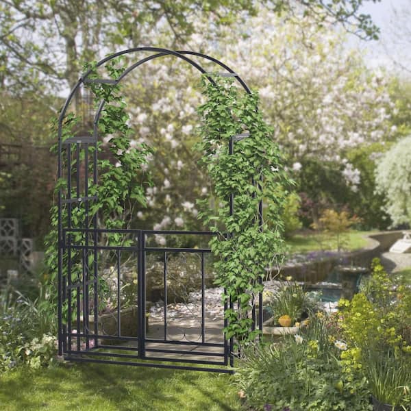 WTVWTV 45 (L)X20(W)X81(H)in. Outdoor Black Trellis Steel Garden Arch Outdoor Garden Arbor for Climbing Plants and more