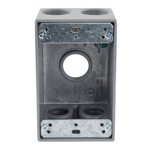 FREE S/H 5324-5 Bell GRAY Weatherproof Electrical Box ONE GANG 3/4" HOLES 6 