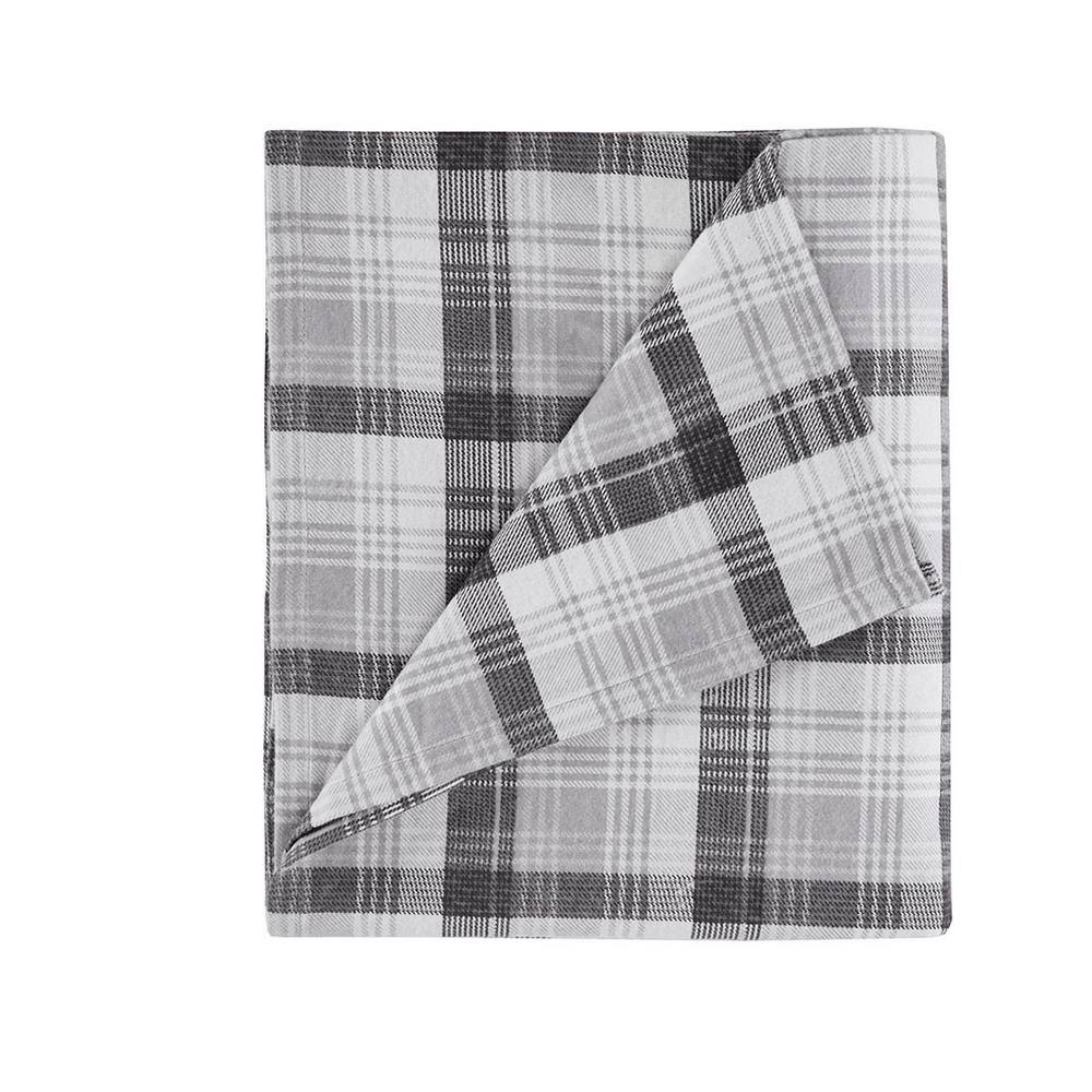 Woolrich Cotton Flannel 4Piece Grey Plaid King Sheet Set WR202047