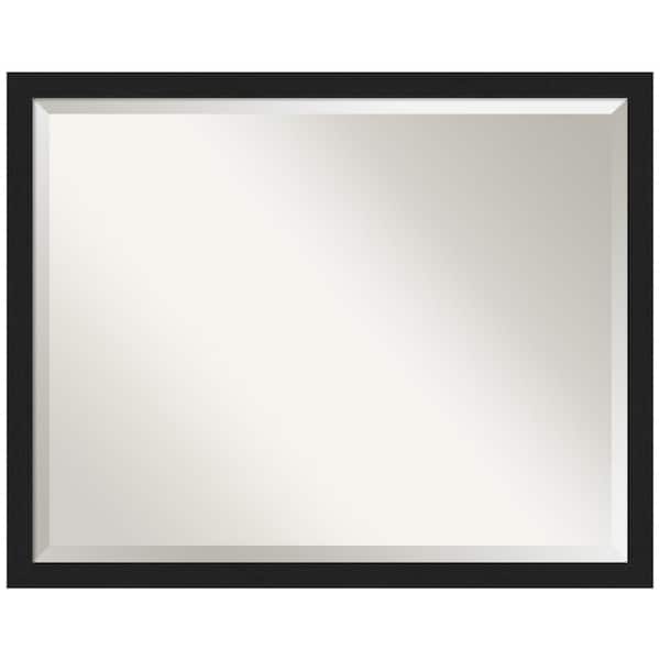 Grace Brushed Metallic 30 in. x 24 in. Modern Rectangle Framed Black Narrow Bathroom Vanity Mirror