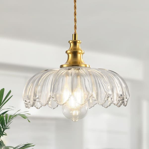Jasslynn 60 Watt 1 Light Clear Modern Pendant Light with Dome Glass Shade for Bedroom, Living Room, Kitchen