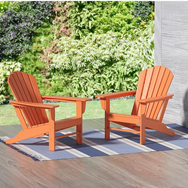 WESTIN OUTDOOR Mason Orange Poly Plastic Outdoor Patio Classic Adirondack Chair, Fire Pit Chair (Set of 2)
