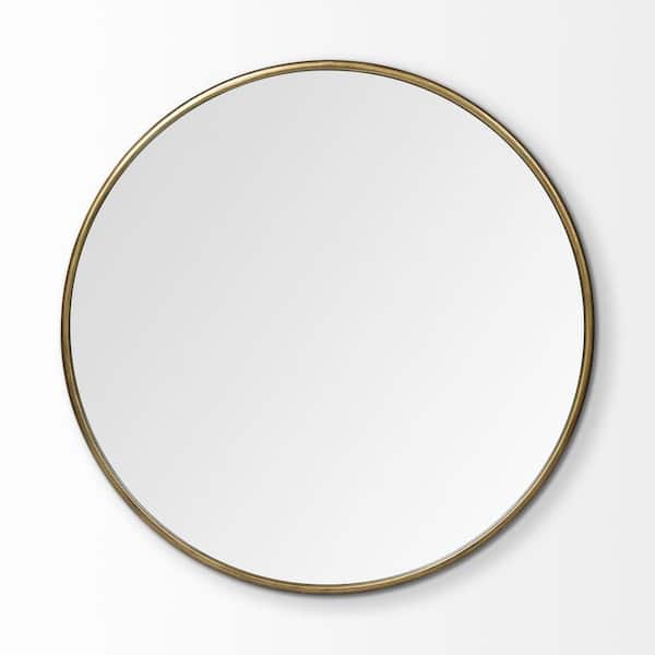 HomeRoots 47.24 in. W x 47.24 in. H Metal Gold Decorative Mirror