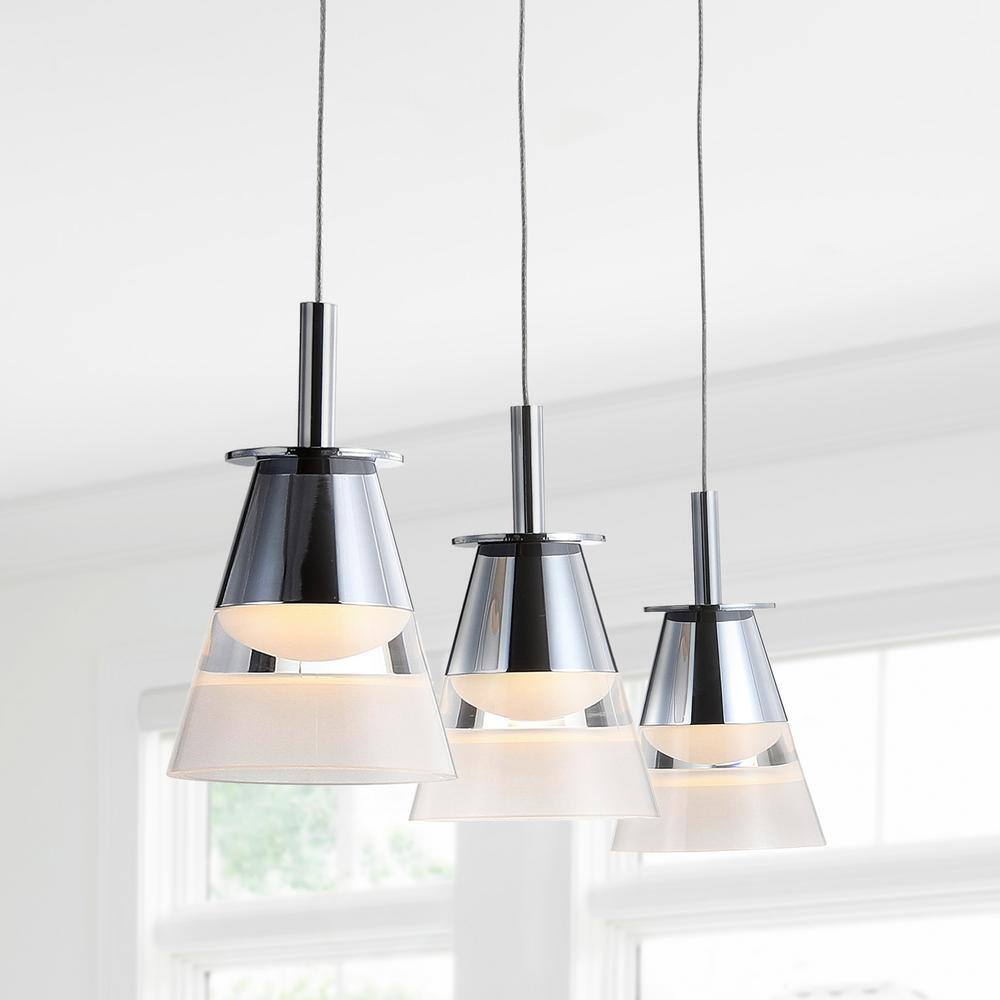 Alain 19.5" Chrome Glass LED Pendant Light