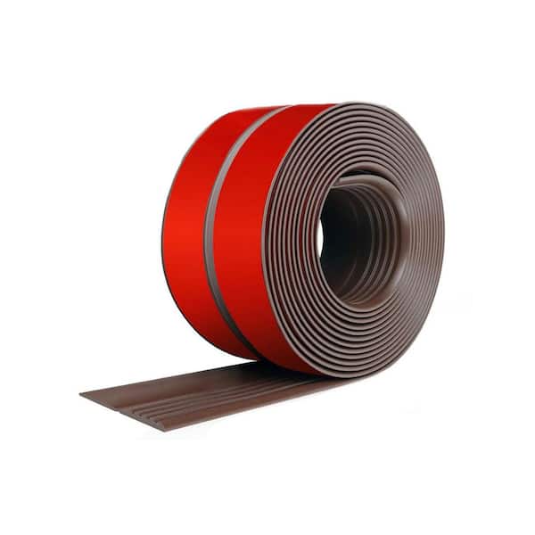 40 ft. L x 4 in. H x Non-Slip Waterproof Peel and Stick Brown Vinyl Rubber Edging Indoor Outdoor Use 1-Pack