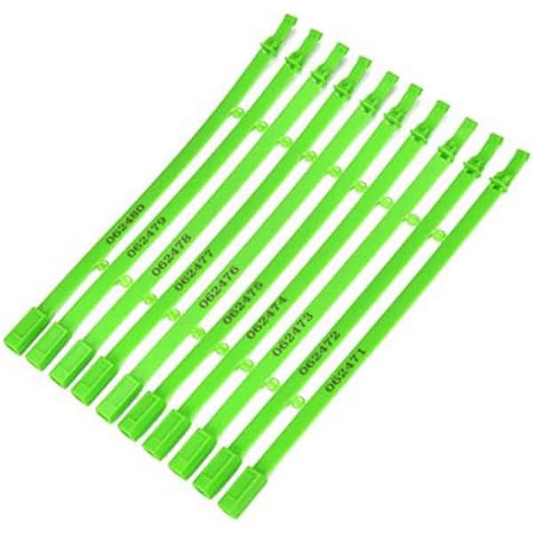 Unbranded Plastic Tamper Seals Numbered Security Tags 8.27 in. Fixed Length Disposable Lock for Shipping Trailer 1000 Pack Green